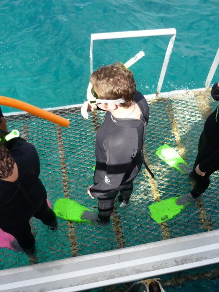 James about to go snorkling