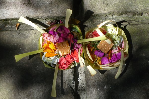 The 'offerings' are all over the place in Bali and Indonesia