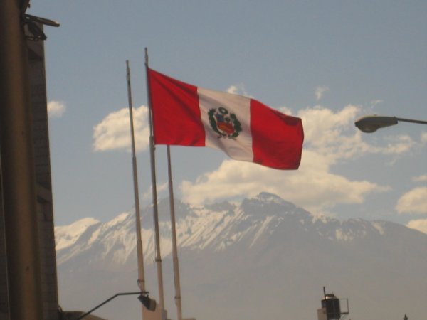 Peruvian flags and Volcanos