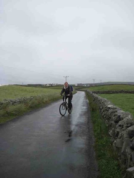 Sherrie biking on Inis Mohr