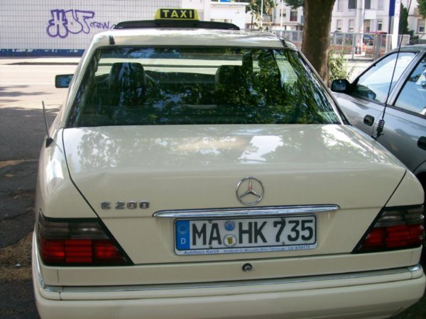 All of the taxis are Mercedez-Benzes