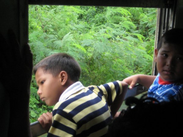 Kids enjoying the train ride