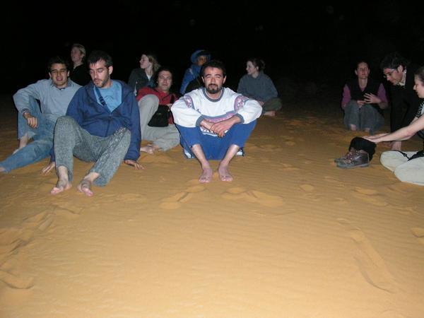 On top of the sand dune at midnight