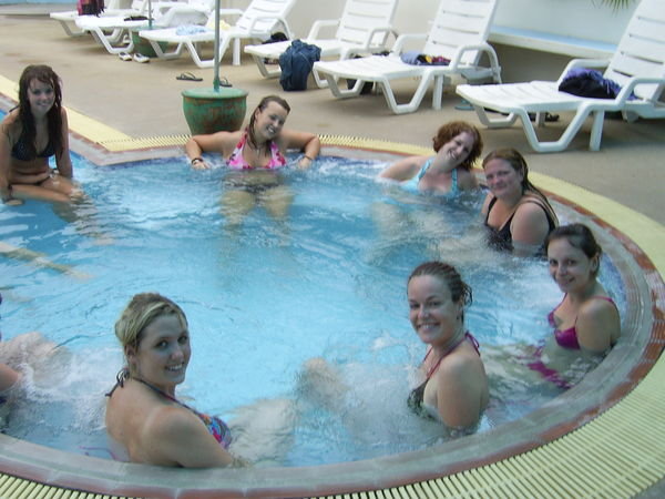 Me and friends in jacuzzi at resort