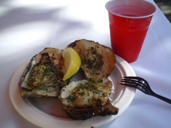 BBQ Oysters in Garlic Sauce & Sangria