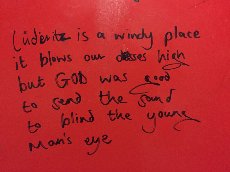An ode to Luderitz, on a toilet wall