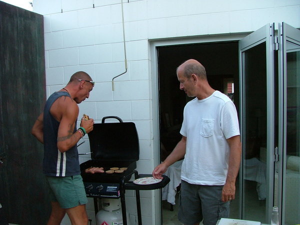 Boys cooking on the bbq!