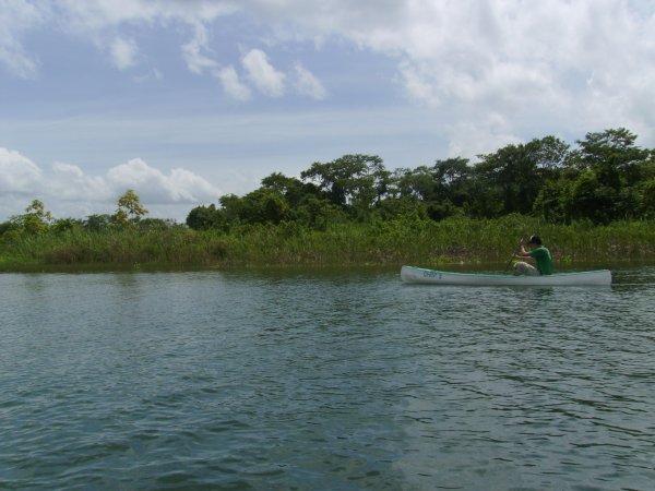 Canoeing on Lago Peten Itza