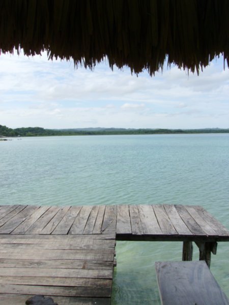 Huts by the lakeshore of El Remate