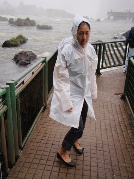 Iguazu Falls - Brazil: Jean in raincoat
