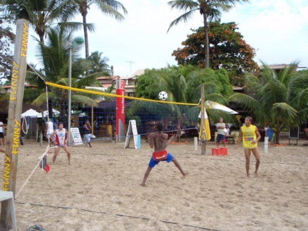 local beach volleyball match (no hands allowed!)