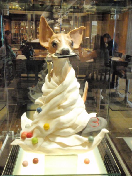 one of the only edible dogs in HK - this one's a cake at the mandarin oriental