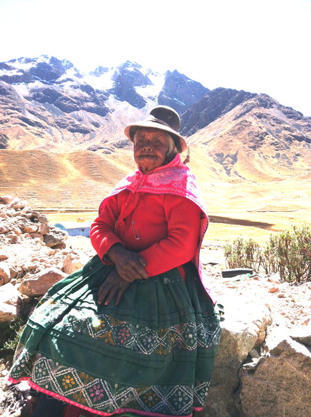 A woman in traditional Andean garb.