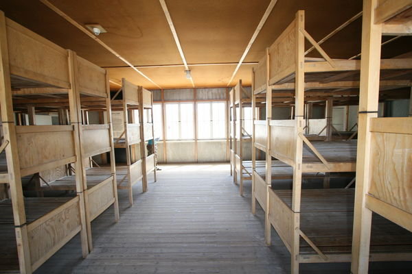 One of the reconstructed prisoner rooms