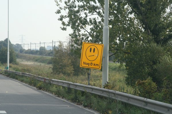 One of the road signs signalling road works