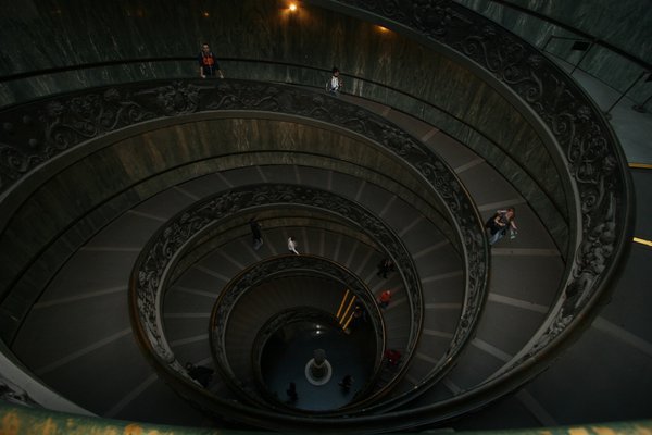 The staircase on the way out of the museum