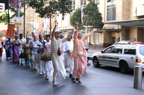 Hare Krishnas walking by