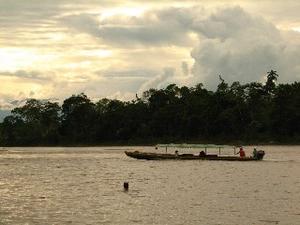 Boat Crossing the Rio Napo