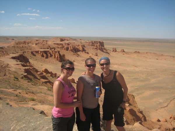 The girls again - overlooking where dinasour fossils have been found