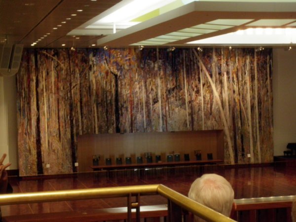 The giant tapestry in the great hall