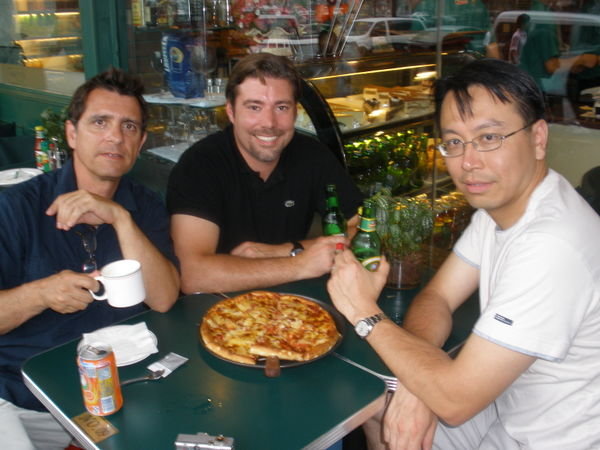 Patrick, Frances and I get pizza for lunch in Beijing