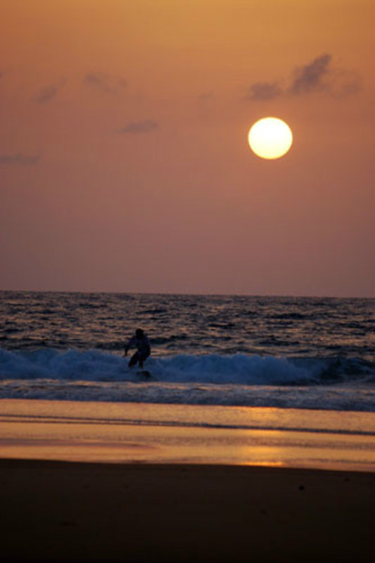 Sunset surfing