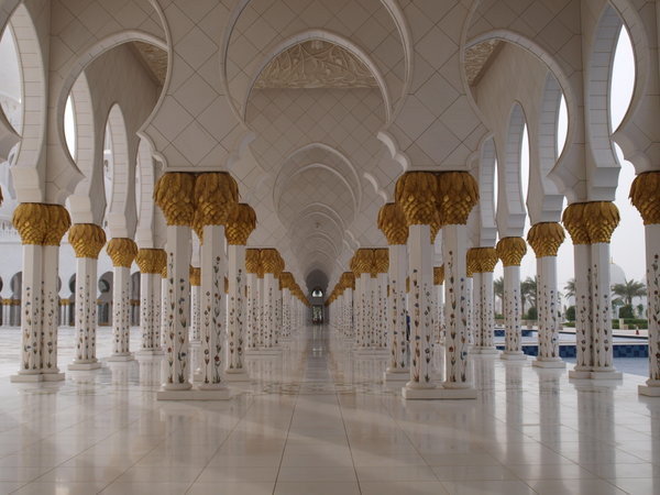 Gold encrusted columns - Grand Mosque
