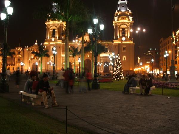 Plaza de Armas by night, Lima
