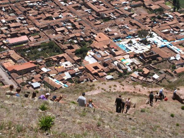 Walking down from ruins into Pisac