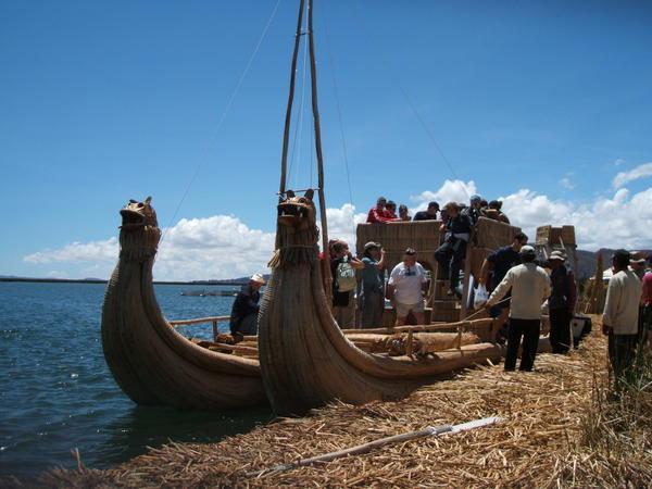 Trip on a reed boat, Lake Titicaca