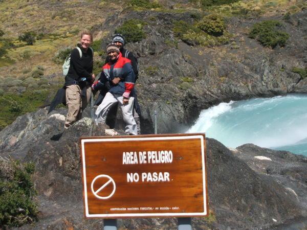 Going past the danger sign.. Torres del Paine national Park
