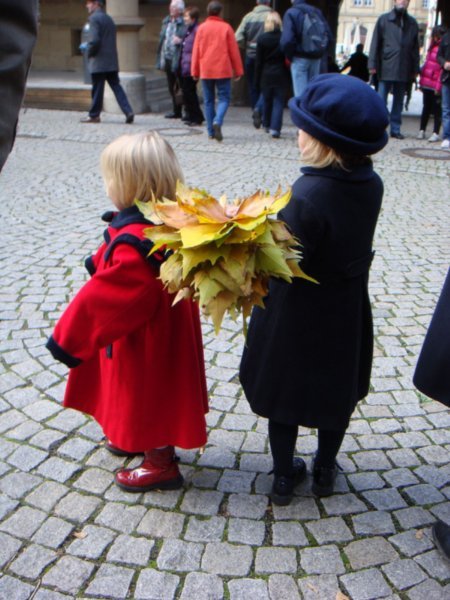 Random little girls who had been collecting beautiful leaves