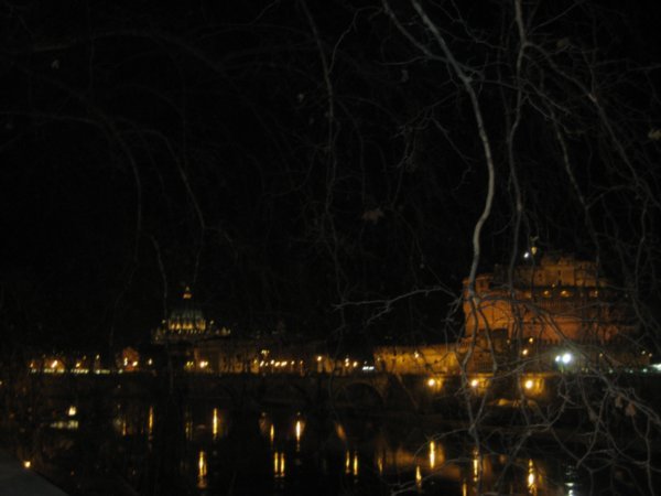View of Vatican and Castle San Angelo at night