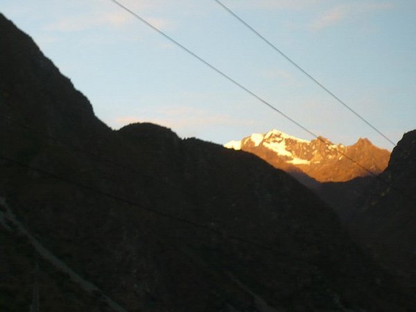 alps sunrise from train