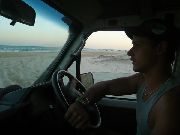 me driving onto the beach