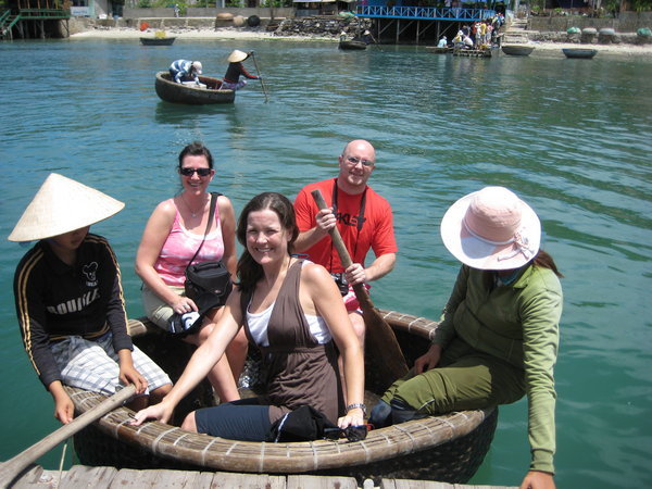 Me & my friends on a tiny basket boat in Vietnam