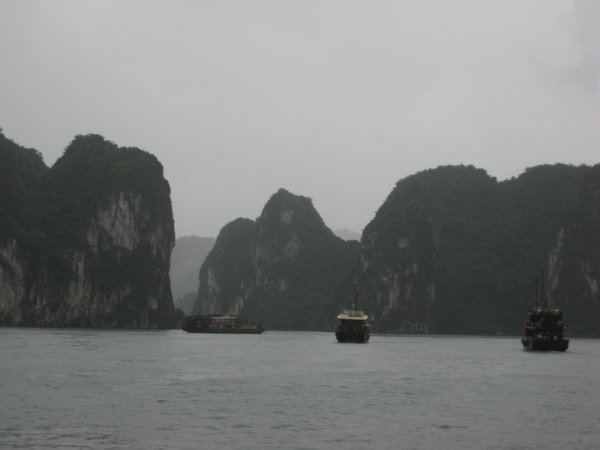 Halong Bay is beautiful even with a little rain