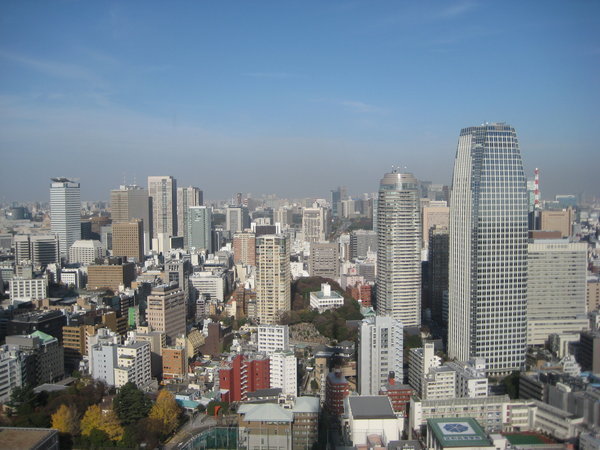 view of Tokyo from atop the Tokyo Tower