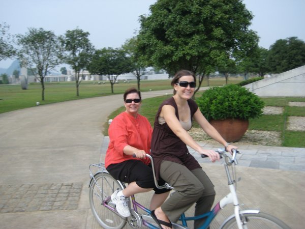 watch out Lance -- mom & I cycling