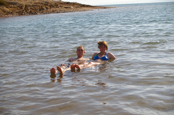 Us floating in the Dead Sea