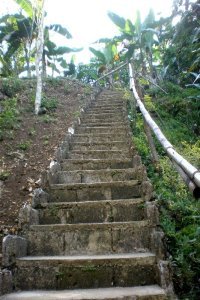 Walk up these stairs with your backpack...