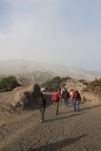 Walking to the top of Mount Bromo