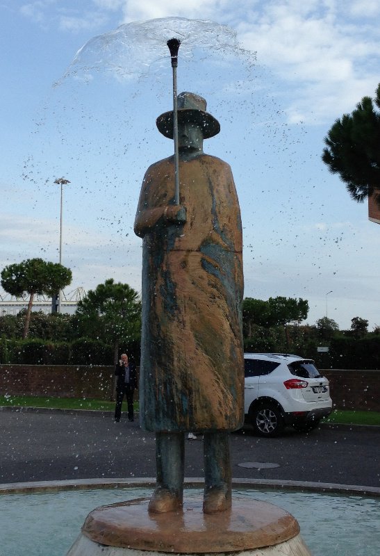Whimsical fountain at Rome airport