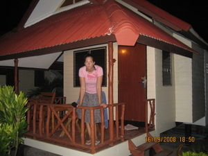 Me outside our bungalow.