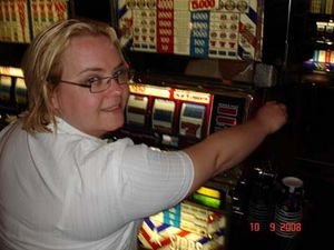 Heather playing the slots on cruise ship