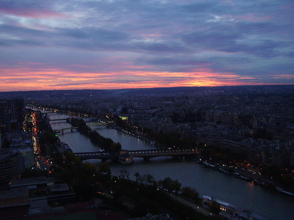 River Seine & Sunset, from the Eiffel Tower, Paris