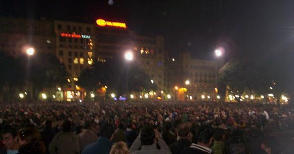 New Years Crowds, Catalunya Square, Barcelona