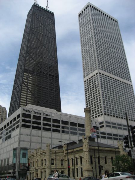 John Hancock Tower (in black) & the Water Tower, Chicago