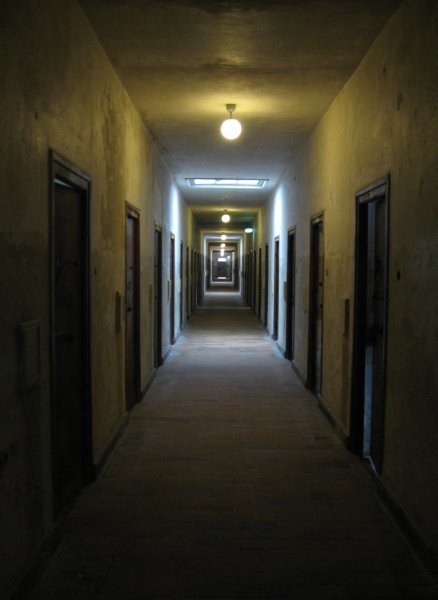 Corridors in Isolation Sector, Dachau Concentration Camp, Munich
