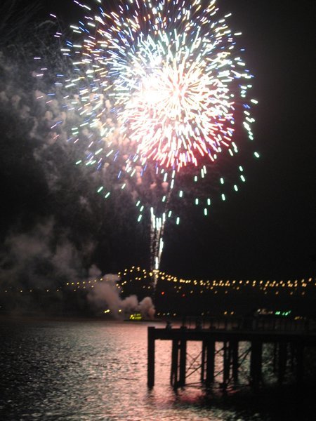 Fireworks over the Mississippi River, New Orleans